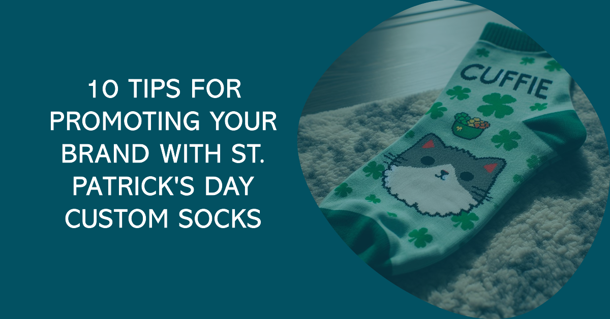 A St. Patrick's Day-themed custom sock with the company's logo. It is made by EverLighten.