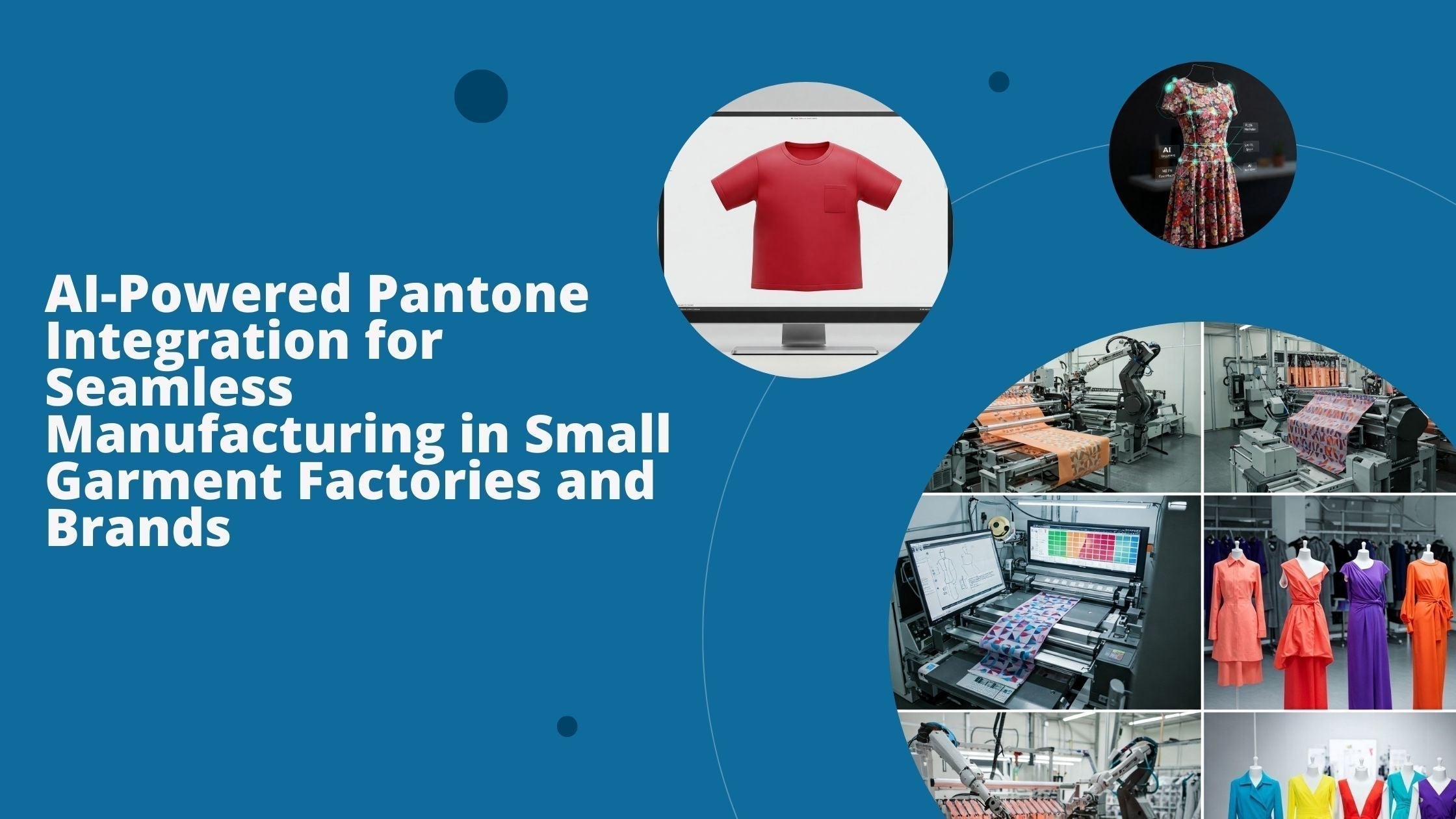 Three images to show AI-powered Pantone integration in garment manufacturing.