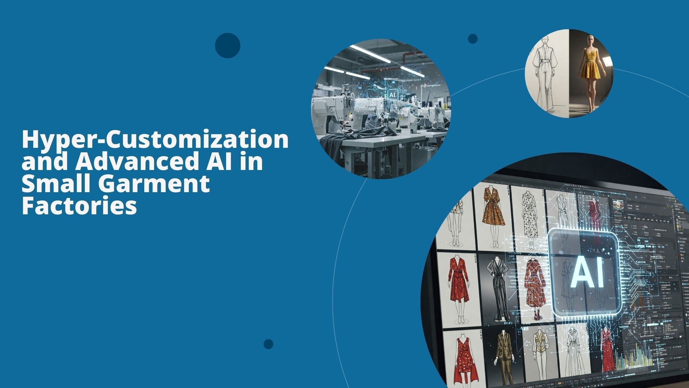 Three images to show customizations in small garment factories using AI.