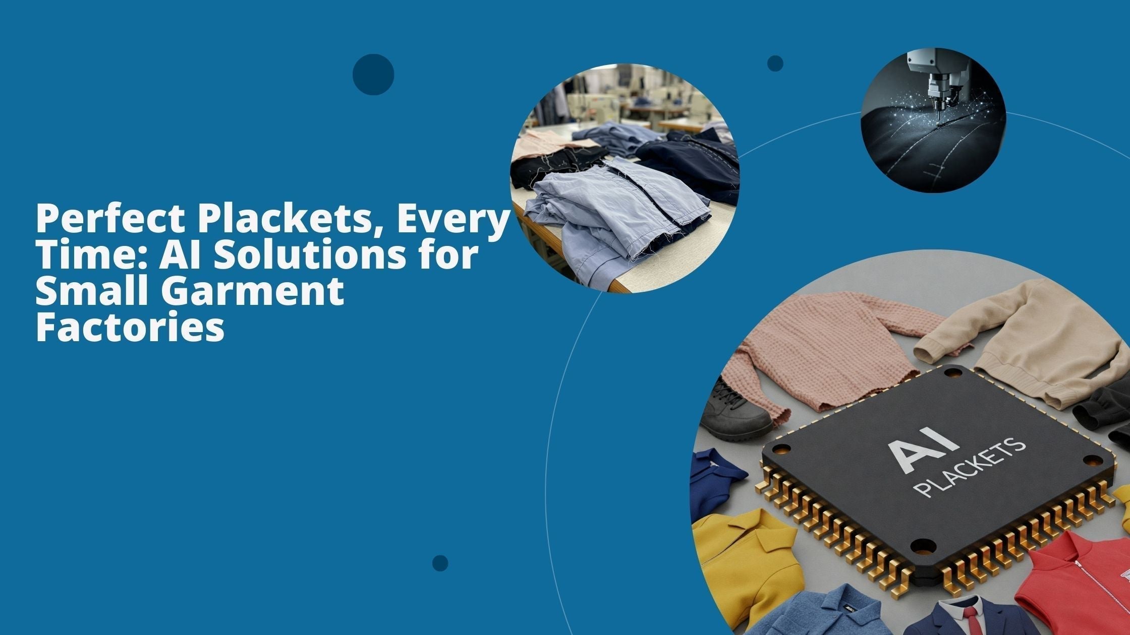 Three images show how AI helps with different types of plackets in small garment factories.