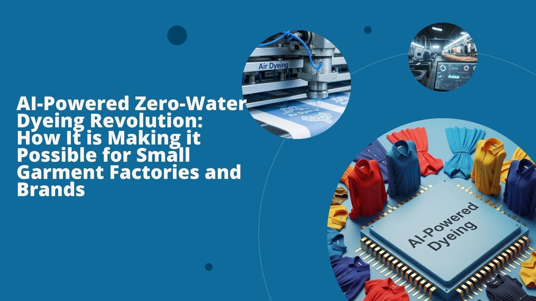 Three images show how AI is revolutionizing waterless dyeing in small garment factories.