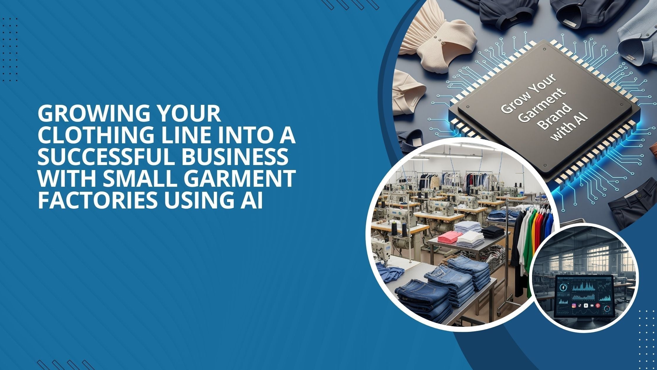 Three images show various uses of AI in small garment factories.