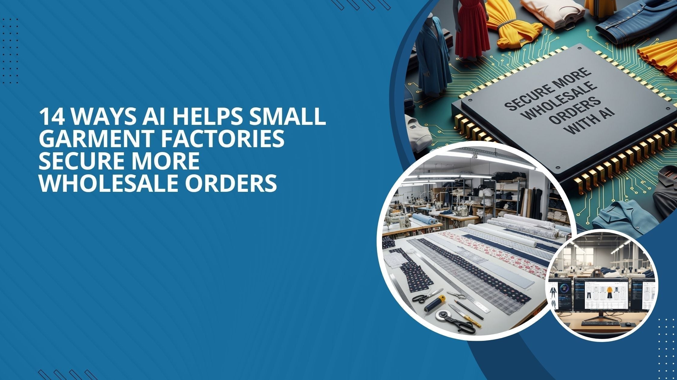 Three images illustrate how AI can help small garment factories secure more wholesale orders.