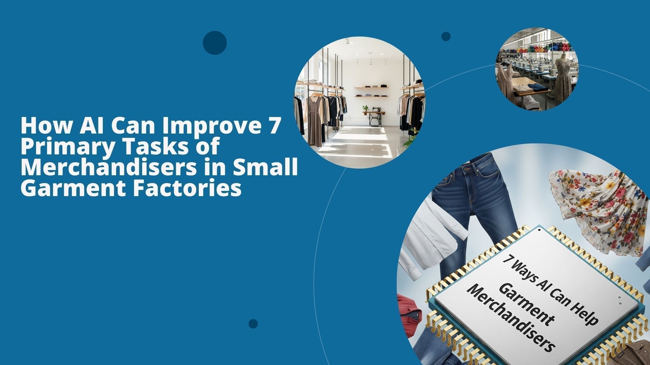 Three images illustrate how AI can help merchandisers in small garment factories.