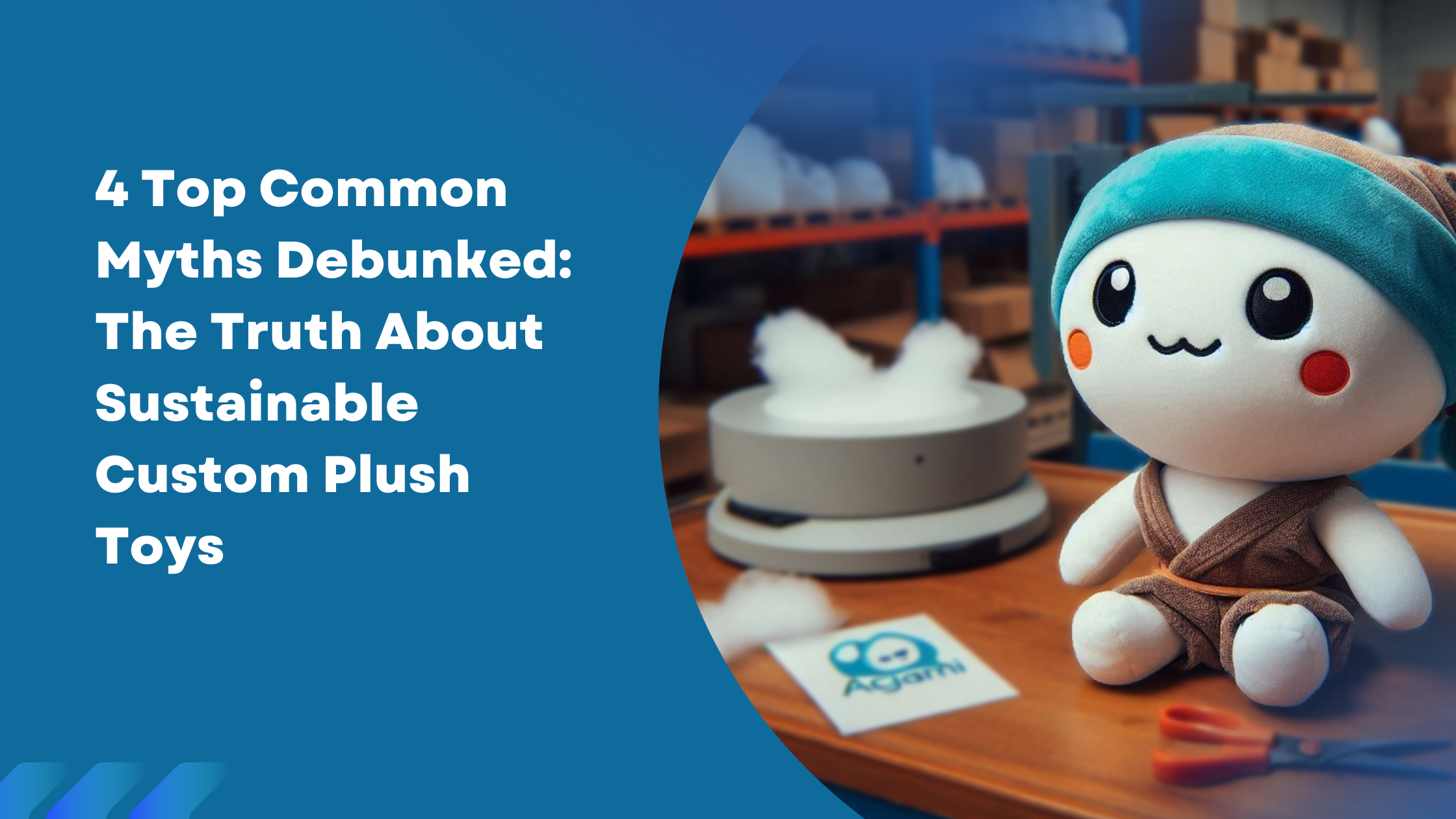 A sustainable custom plush toy on a table.