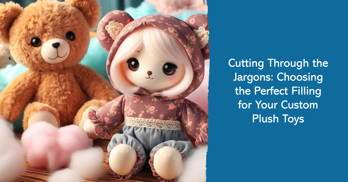 Two custom plush toys are on a table along with their stuffing.