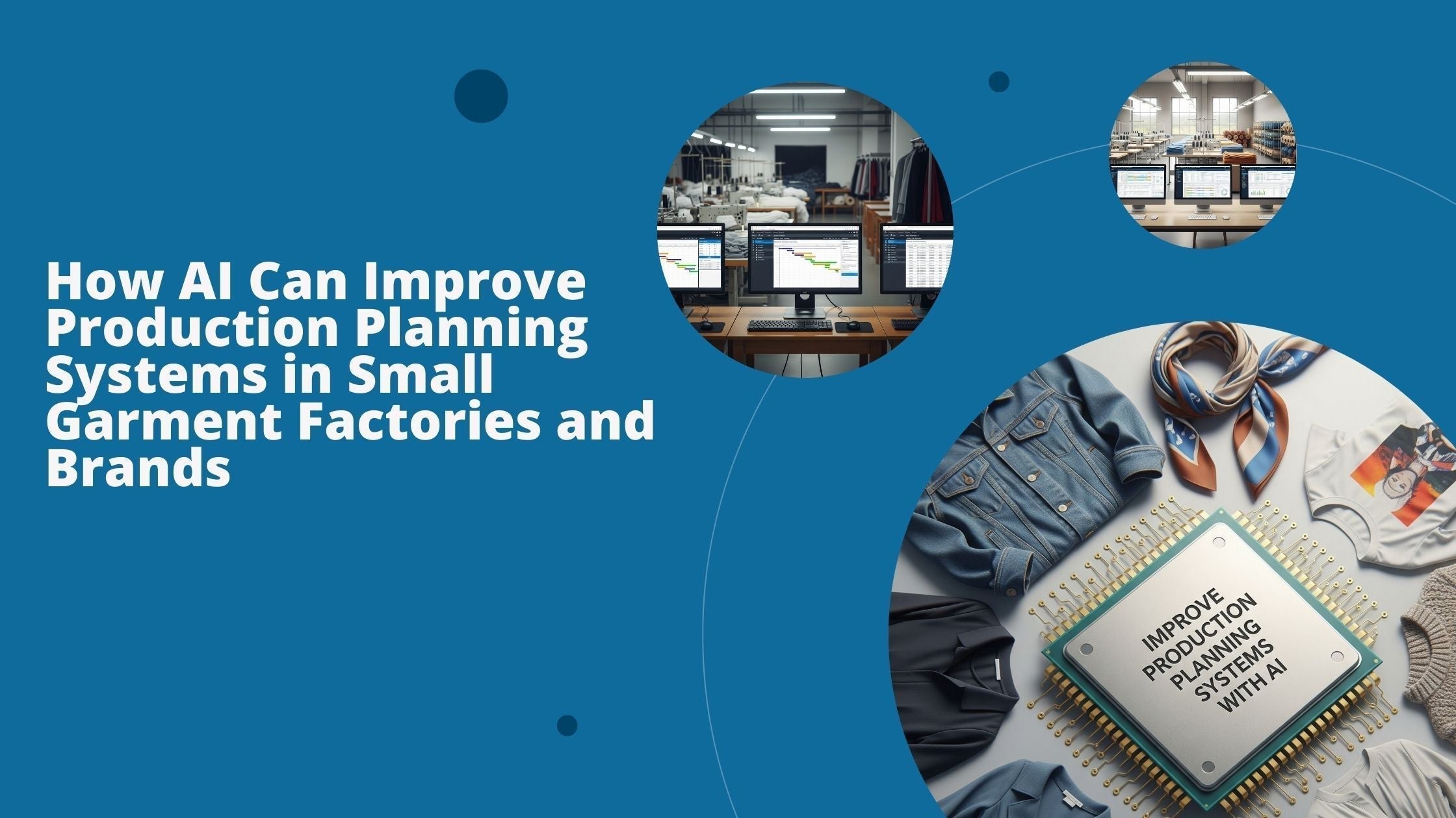Three images illustrate how AI helps improve production planning in small garment factories. 