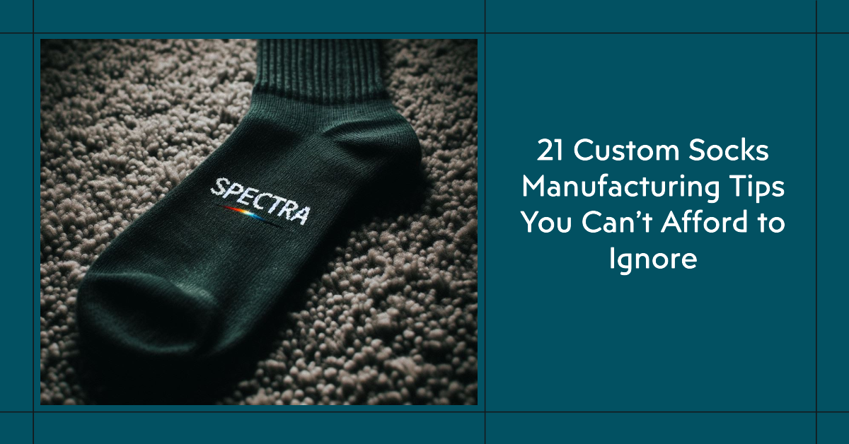 A black custom sock made by EverLighten with the company's logo. It is lying on a rug. 