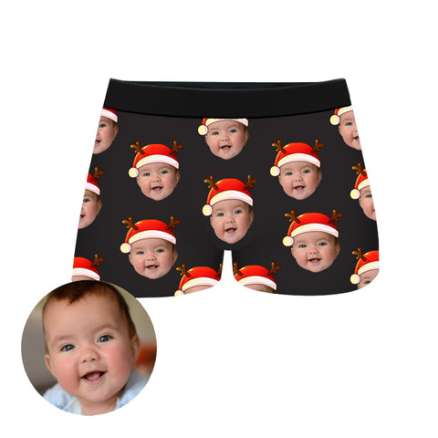 Custom Christmas Face Boxer Shorts by EverLighten