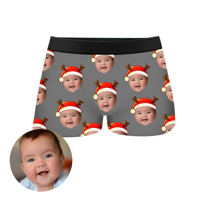 Custom Christmas Face Boxer Shorts by EverLighten